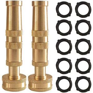Adjustable Twist Hose Nozzle 4" Heavy Duty Brass Nozzle 10 Garden Hose Washers